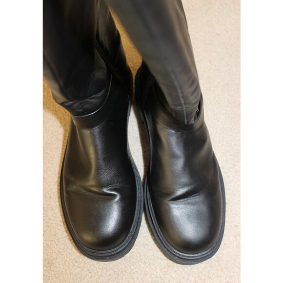 ASOS New Look, Extra Calf Fit Black Vegan Leather Knee-High Biker Boots - Picture 6 of 12